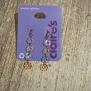 Claire's Pastel Clear Flower Drop Earrings
